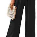 Heymoments Women's Wide Leg Lounge Pants with Pockets Lightweight High Waisted Adjustable Tie Knot Loose Trousers, Medium