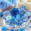 BBTO 21 Pcs Flower Hair Clip Rose Hair Clips Barrettes for Women Flower Accessories Boho Bride Claw Clip Hairpin Brooch Pin Headpiece for Wedding (Blue Series)