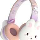 Kids Bluetooth Headphones, 85dB Volume Limit, Ultra-Soft Over-Ear, Built-in Mic, Foldable,Cartoon Animal Design, Suitable for School & Travel, FM/TF/AUX Supported (Icarer, Purple Rabbit)