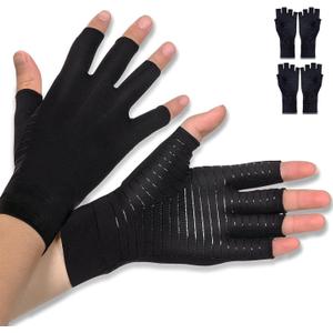 Donfri 2 Pairs Copper Arthritis Gloves Compression Gloves Women Men Relieve Hand Pain Swelling and Carpal Tunnel (2Pairs, Large)