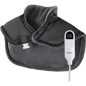 Bedsure Heating Pad for Neck and Shoulders and Back - Birthday Gifts for Women Men Mom Men's, FSA Eligible Items, Heated Pad 2.2lbs, Weighted Large Heated Wrap, 24" x 22", Grey