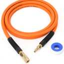 Air Compressor Whip Hose 3/8 Inch x 10 Feet Lead in Hybrid Hose with Fittings, Flexible and Kink Resistant, 1/4" Industrial Quick Coupler and Plug Kit