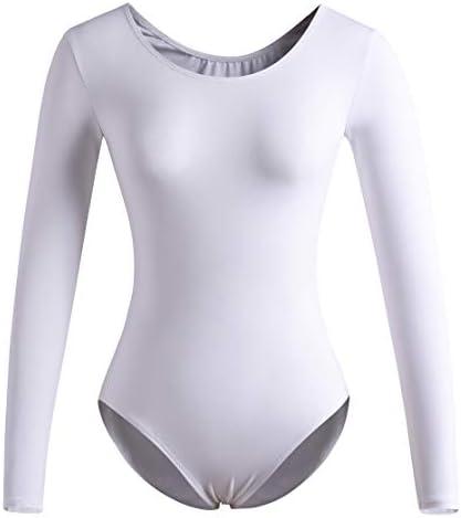 DANSHOW Women Long Sleeve Dance leotards for Ballet Adult lady Train top XS