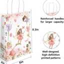 16 Pcs Floral Fairy Favor Bags with Handles Bags Floral Fairy Party Bags Paper Fairy Goodie for Party Decoration Supplies (flower-16, 16)