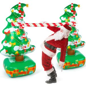 Fovths 2 Set 71 Inch Large Christmas Inflatable Limbo Party Games for Adults, Christmas Inflatable Party Decorations, Carnival Game for Indoor Outdoor Xmas Holiday Family Party Supplies