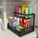 REALINN Under Sink Organizer, Pull Out Cabinet Storage 2 Tier Slide Out Sink Shelf, Kitchen Organizers and Storage, Black, 1 Pack