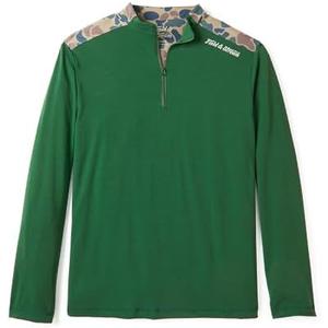 Field & Stream Men's Roll Cast Performance Quarter Zip with Drirelease®, Field Green/ Camo, Small
