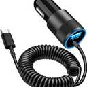 [Apple MFi Certified] iPhone 17 Car Charger, BARMASO 4.8A USB Power Cigarette Lighter USB-C Fast Car Carplay Charger + 6FT Coiled Type-C Cord for iPhone 17/17 Air/17 Pro Max/16/15/Galaxy S25/S24/Pixe