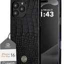 Cocomii  Rectangle Case Compatible with iPhone 16 Pro  Compatible with MagSafe, Crocodile Leather, Fashionable Pattern, Matte, Magnetic Phone Case for iPhone 16 Pro 6.3 inch, Black