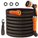 50FT Lightweight Flexible Garden Hose ,Kink-Free,for Garden, RV, Boat,Car,Yard,Outdoor (Orange-Black, 50 Feet)