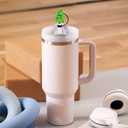 Cute Christmas Straw Covers 6 Pcs - Santa Claus, Elk, Snowman Designs - Reusable Silicone Straw Lids Protectors - Holiday Party Cup Decorations