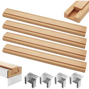 Wood Drawer Slides 4PCS 16 Inch Wooden Drawer Rails Classic Wood Center Guide Track with Metal Slide Glides Bracket Drawer Glides Rails Replacement Kit