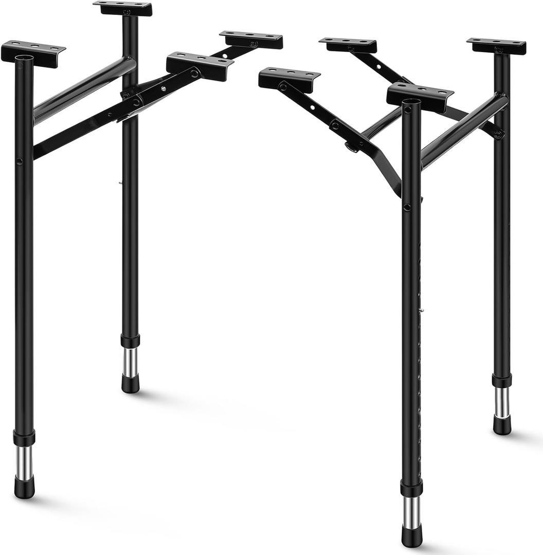 Tandefio Folding Table Legs Adjustable Height 14 Inch Wide Folding Tables Legs Collapsible Durable Metal Furniture for Kitchen, DIY Bar Desk, Coffee Dinner, Home, Tabletops, Table Saw(2 Pcs,14 Inch)