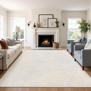 Pauwer Area Rugs for Living Room 6x9, Non Slip Machine Washable Boho Neutral Modern Rug, Soft Fluffy Carpet for Bedroom Dining Room Nursery Office Indoor Farmhouse, Beige