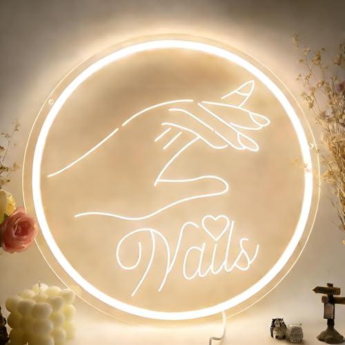 Nail LED Neon Sign, Hand Accent USB Powered Decorative Light Nail Salon Decor for Beauty Studio Shop Bedroom Home Wall Table Beauty Theme Light Up Sign 11.8 x 11.8 In