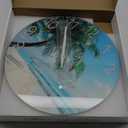 XFM Beach Wall Clock Silent Non-Ticking Battery Operated Clocks 12 Inch Blue Ocean Tropical Palm Tree Wall Clock Decorative for Living Room Kitchen Bedroom Office