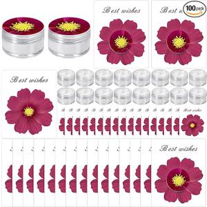 Sieral 100 Sets Wedding Favors for Guests Bulk Depotting Makeup Containers Bridal Shower Prizes Return Gifts Cosmetic Containers with Purple Flower Greeting Card for Guest Bridal Wedding Favor