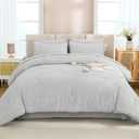 Andency California King Size Comforter Set with Sheets Light Grey - 7 Pieces Bed in a Bag Cal King Boho Tufted Lightweight Bedding Sets with Comforter, Sheets, Pillowcases & Shams