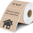 3" x 2" Thermal Labels Stickers Brown, Thermal Printer Shipping Stickers, Multipurpose Inventory Self-Adhesive Direct Thermal Label for Small Business (500 Labels/Roll)
