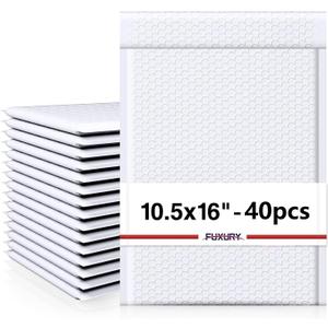 Fuxury White Bubble Mailers 10.5x16" 40 Pack,Padded Envelopes Self Seal Bubble Mailer Waterproof Padded Mailer Bubble Envelopes Cushioning Bubble Shipping Mailer for Clothing, Packaging&Small Business