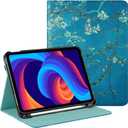 HGWALP Protective Case for iPad (A16) 11th Generation 11 Inch (2025) & iPad 10th Generation 10.9 Inch (2022), Multi-Angle Viewing Stand Cover with Pen Holder & Pocket for iPad 11 inch,Apricot Flower