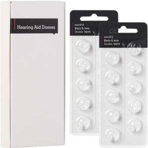 20Pcs Hearing Aid Domes for Oticon, Minifit Bass 6MM Double Vent Domes for Oticon Replacements, Universal Hearing Aid Supplies & Accessories, Inspack for Oticon Prowax Minifit & Resound Aid (2-Pack)