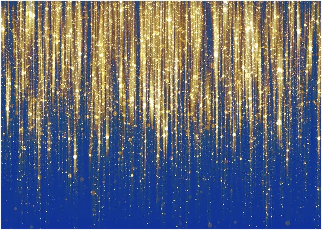 WOLADA Blue and Gold Backdrop Blue Gold Photo Backdrop Wedding Birthday Baby Shower Party Photo Studio 7x5FT FW115