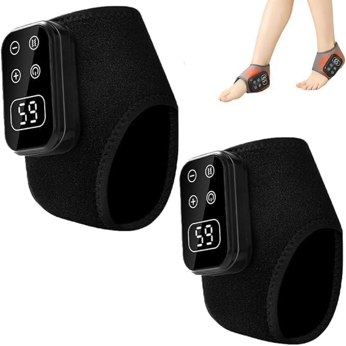 2PC Foot Triple Method Massager, Foot Massager Neuropathy Pain Relief for Feet, 3 in 1 Foot Massagers with 5 Speed & 5 Temperature for Ankle Relaxation for Home/Office/Travel, Black