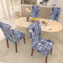 Stretch Dining Chair Covers Set of 2,Floral Print Chair Covers,Soft Removable Washable,Pet Friendly Furniture Protector,Universal Chair Slipcovers for Home, Kitchen,Ceremony Dining Room Seat (B-aqua Squares)