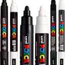 POSCA Black & White Bullet Tip - Set of 6 Pens (PC-5M, PC-7M, PC-3M)