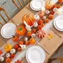 Fall Pumpkin Garland for Mantle Halloween Velvet Pumpkin Garland Autumn Harvest Hanging Decoration for Fireplace Mantel Porch Wall Centerpiece Thanksgiving Party Indoor 6ft(Yellow)