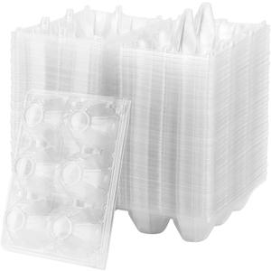 SOUJAP 100 Pack Clear Plastic Egg Cartons, 6 Cell Stackable Egg Storage Container with Lids, Egg Tray Holder Bulk for Family Pasture Farm Markets Display, Holds Up to 6 Eggs