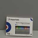maxtek Magnetic Whiteboard Markers - 12 Count Colorful Fine Tip Dry Erase Markers with Eraser for Kids, Low Odor Thin Markers for Calendar Boards