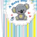 New Baby Boy Card - Made in USA - Perfect Size: Opens to a generous 10 7.75- Cute! - 96276