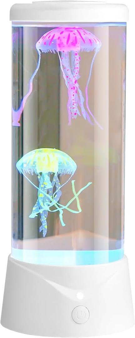 Generic Jellyfish Lamp with 7 Color Changing Effect LED Jellyfish Aquarium Tank Mood Lamp Aquarium Light Home Decor Gift for Kids Women Men (White)