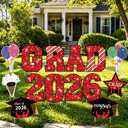14 Pcs Graduation Yard Signs 2026 with Stakes, Large Red Outdoor Lawn Decorations Set, Class of 2026 Graduation Yard Signs for Garden, School & Driveway Display
