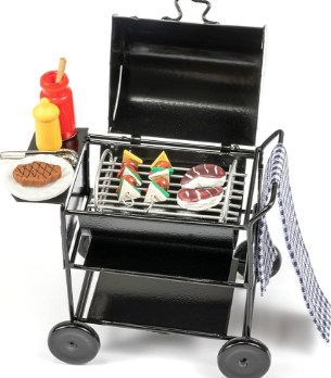 SAMCAMI Dollhouse Furniture Kitchen Grill Set (7 PCS) - 1:12 Scale Miniature Dollhouse Decoration (Square Black)