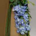 8PCS Blue Delphinium Artificial Flowers 29.5" Combo Clematis Greenery 23.6" Long Stem Flowers for Tall Vase Larkspur Silk Flowers Floral Arrangements Table Party Home Decor (Ice Blue)