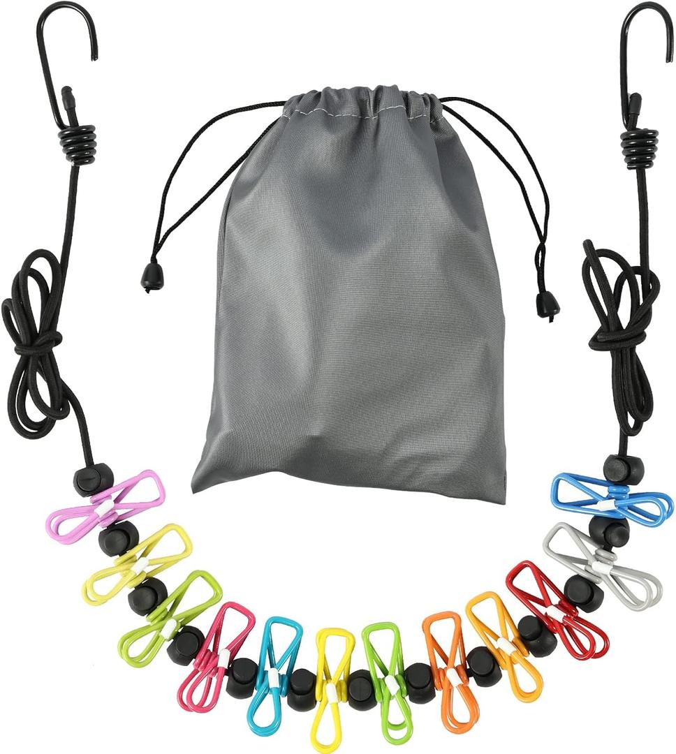 Retractable Portable Clothesline for TravelClothing line with 12 Clothes Clips, for Indoor Laundry Drying line,Outdoor Camping Accessories