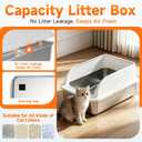Stainless Steel High Sides Cat Litter Box with Scoop, Open Top Litter Pan for Indoor Cats, Easy to Clean, Reduced Litter Scatter, Medium