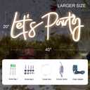 Divatla Super Large Neon Sign - 'Let's Party' for Engagement, Prom, Wedding & More - Dimmable, Warm White