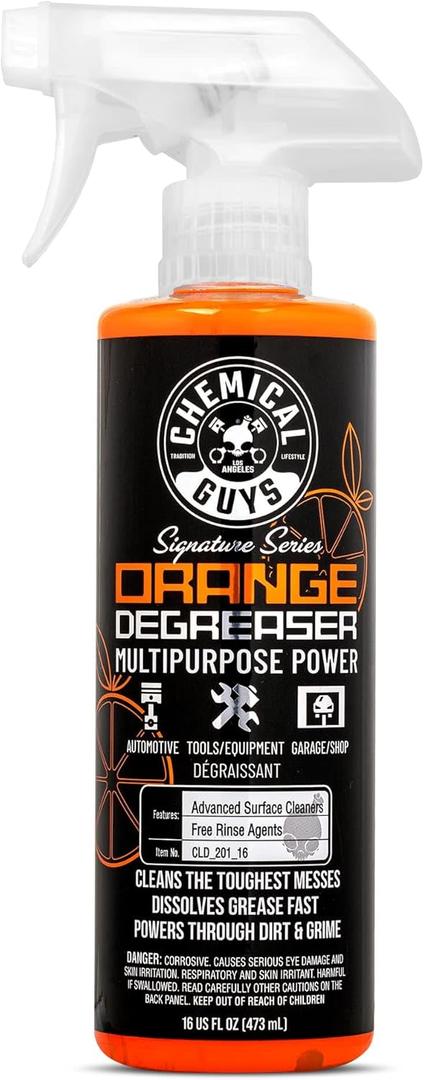 Chemical Guys Signature Series Orange Degreaser Spray - Heavy Duty All Purpose Cleaner for Engines, Tires, Undercarriages, Tools and More, Professional Strength, Breaks Down Grease, Oil & Grime, 16 oz