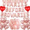 Ovaries Before Brovaries Balloons Banner - Galentines Day Decorations with Rose Gold Letter Foil Balloon, Girls Night Party Supplies for Women Friends Valentines Brunch Decor