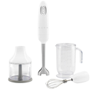 SMEG Handheld Immersion Blender with Beaker, Chopping Bowl w/Lid, Wire Whisk, 5 Speed Controls, made with Stainless Steel Blades and Ergonomic Design