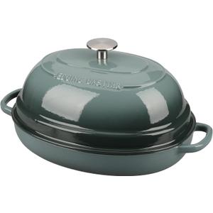 Enameled Oval Cast Iron Dutch Oven Pot with Lid, Bread Dutch Oven for Sourdough Bread Baking, Dutch Oven Bread, Bread Oven, 6QT, Slateblue