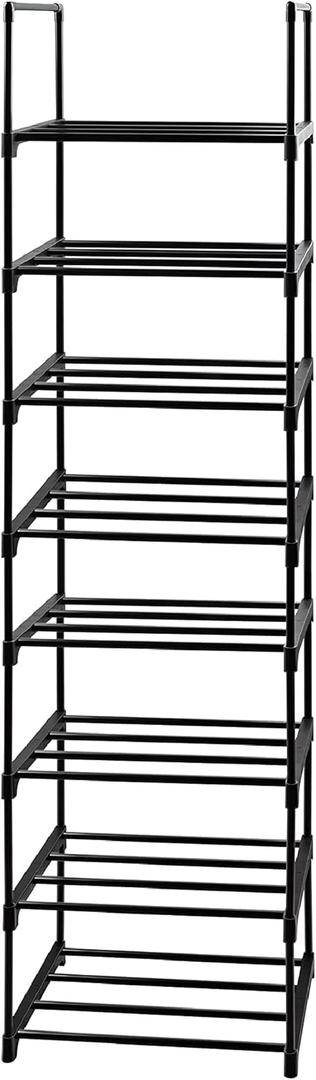 8 Tier Metal Sturdy Shoe Rack, 8 Tier Tall Shoe Storage Organizer, Narrow Tall Shelf Organizer for Entryway, Closet, Bedroom