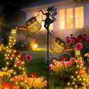 Solar Watering Can Lights, 2 Pack Solar Lights Outdoor Waterproof Hanging Lantern Landscape Lights with Elf Shepherd Hook Garden Decor for Yard Patio Lawn, Gifts for Mom Grandma Birthday (Warm White)
