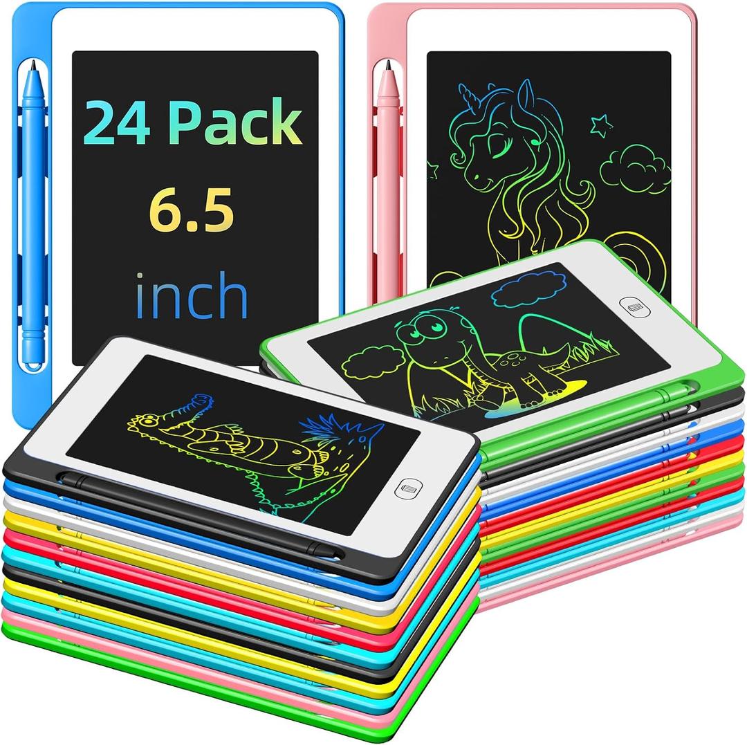 24 Pack LCD Writing Tablet for Kids, 6.5 Inch Colorful Doodle Board Drawing Tablet, Erasable Reusable Electronic Drawing Pads, Educational Learning Toys Birthday Gifts for Girls Boys Age 3 4 5 6 7 8