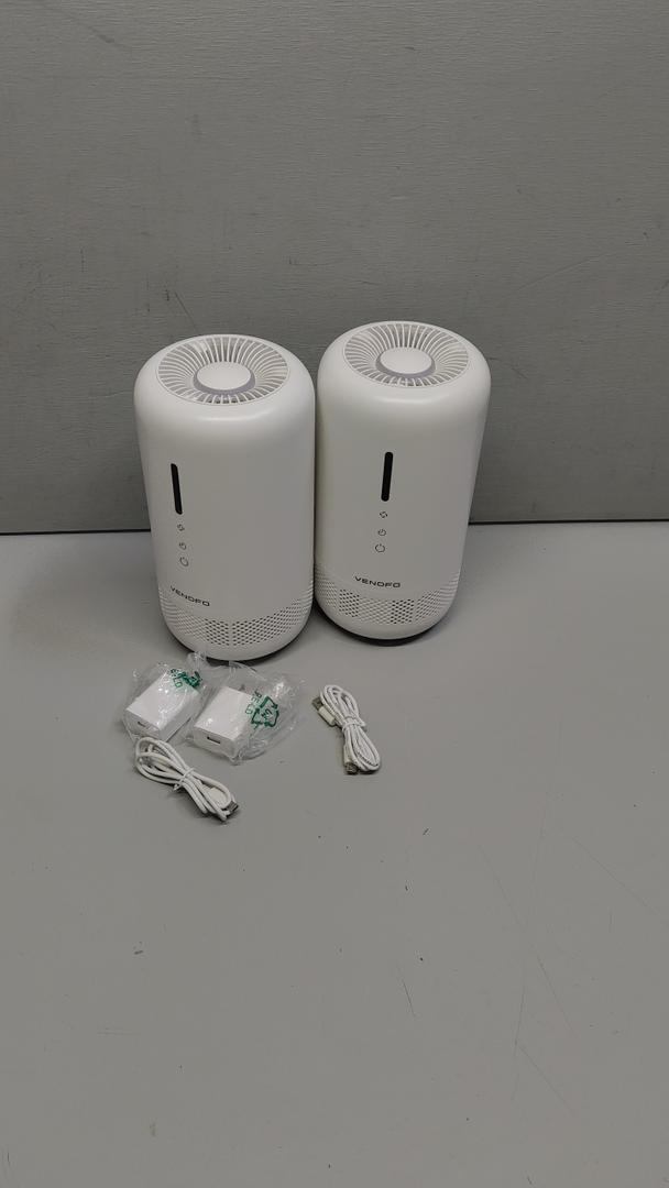 Air Purifiers for Home, 2 Pack H13 HEPA Air Purifier for Room up to 960ft², 360° Outlet, 99.97% Particle Capture for Home,Pet,Type-C Charging, Included Adapter, VF04, White