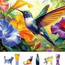 MINIWAN 500 Piece Hummingbird Flower Jigsaw Puzzle for Adults, Seniors - Puzzle with Letters on Back & Reference Poster, 23"x15" Premium Home Decor Puzzle